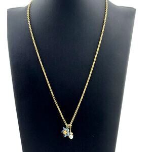 Michael Michaud Forget Me Not and Pearl Pendant Necklace